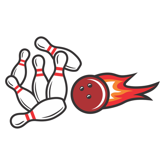 Creative vector design of bowling game with flames and motion