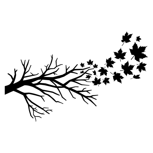 Elegant branch with falling leaves for artistic crafting