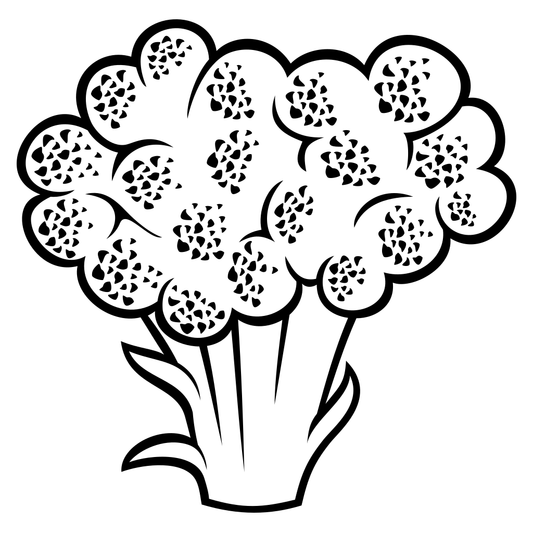 Black and white broccoli design for cutting machines