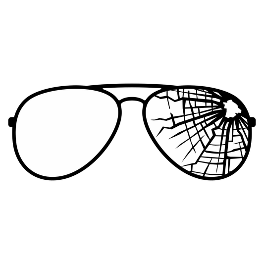 Creative vector design for broken aviator sunglasses