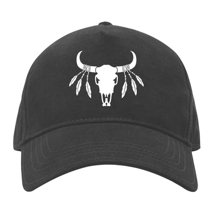 Intricate bull skull design with feathers for crafting