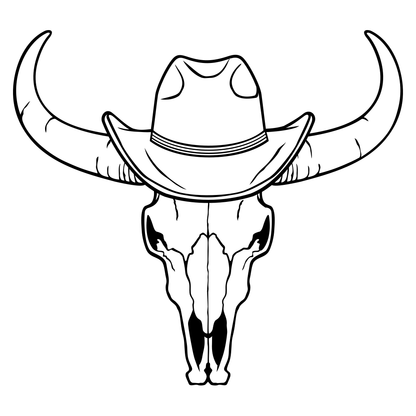 Stylish bull skull design with cowboy hat for cutting projects
