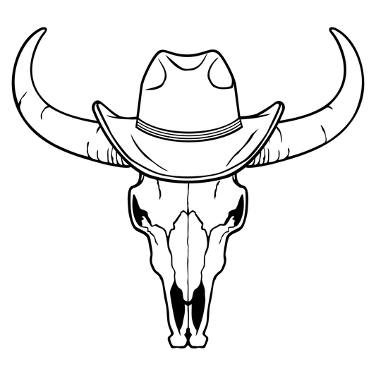 Stylish bull skull design with cowboy hat for cutting projects