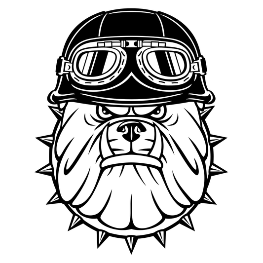 Cool bulldog design wearing aviator goggles and a helmet