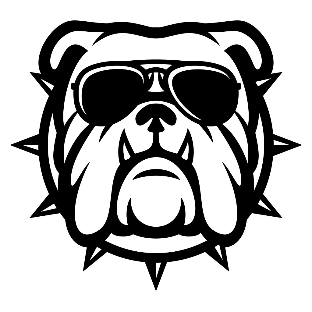 Bulldog head wearing aviator sunglasses for stylish designs