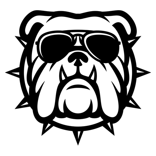 Bulldog head wearing aviator sunglasses for stylish designs