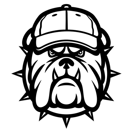 Stylish bulldog wearing a cap for creative cutting design