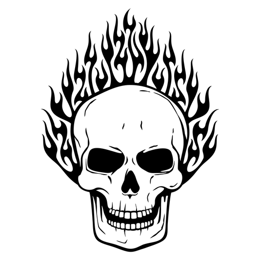Fiery black burning skull design for creative projects