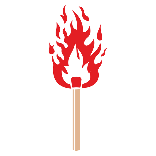 Burning stick with vibrant flames in bold vector design