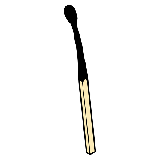 Detailed vector art of a burnt black match stick for crafting