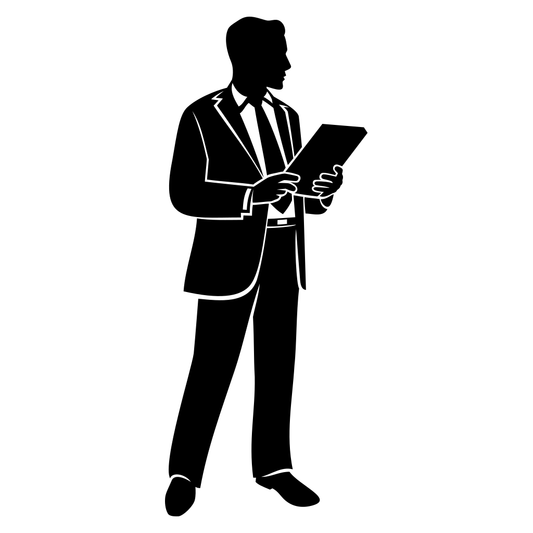 Businessman confidently reviewing documents in a formal setting
