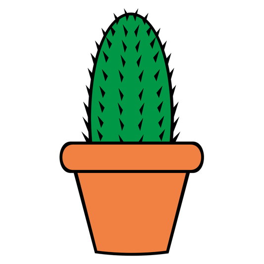 Bright green cactus in terracotta pot for creative projects