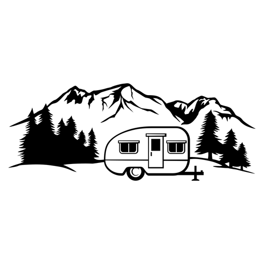 Explore nature with a vintage camper trailer in the mountains