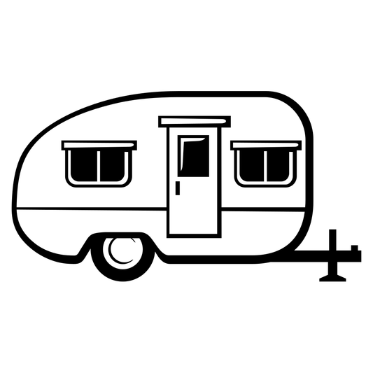 Chic black and white camper trailer vector for crafts