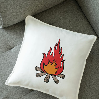Vector graphic of a campfire burning brightly with logs