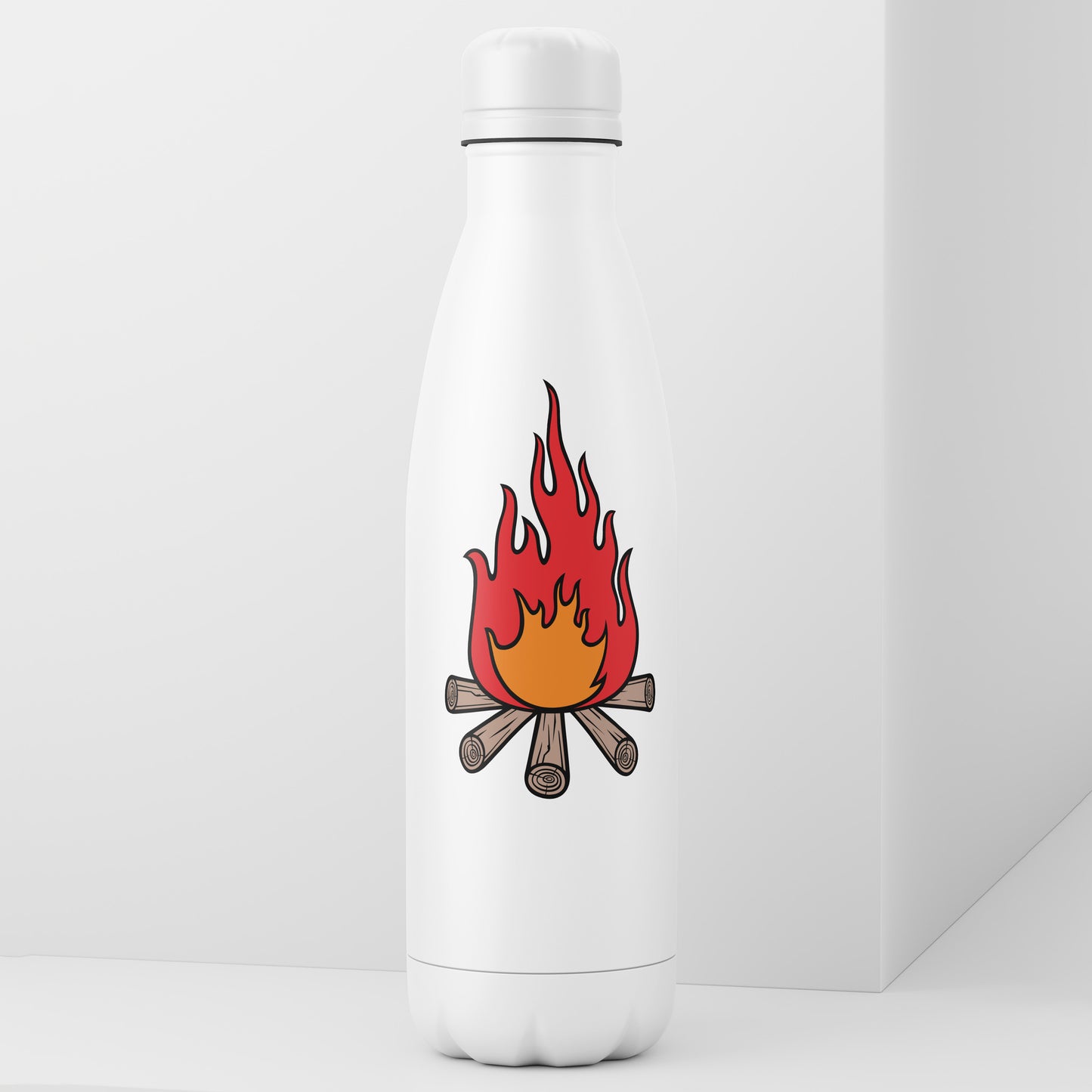 Vector graphic of a campfire burning brightly with logs