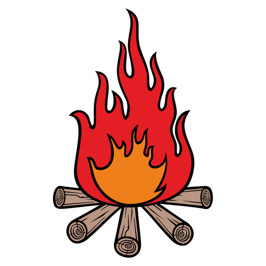 Vector graphic of a campfire burning brightly with logs
