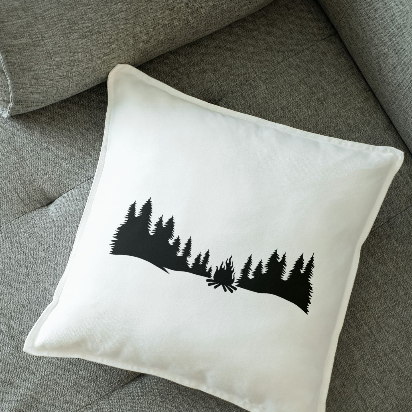 Explore the tranquility of camping under tall trees at sunset