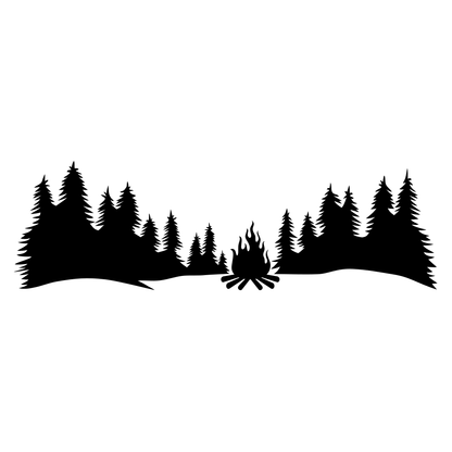 Explore the tranquility of camping under tall trees at sunset