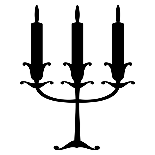 Elegant black silhouette of three candle holder for crafts