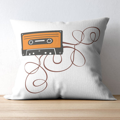 Retro cassette tape with tangled audio ribbon design for crafts