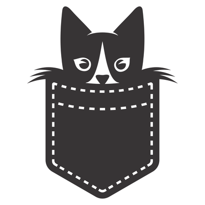 Cute cat peeking out of a pocket design for crafting fun