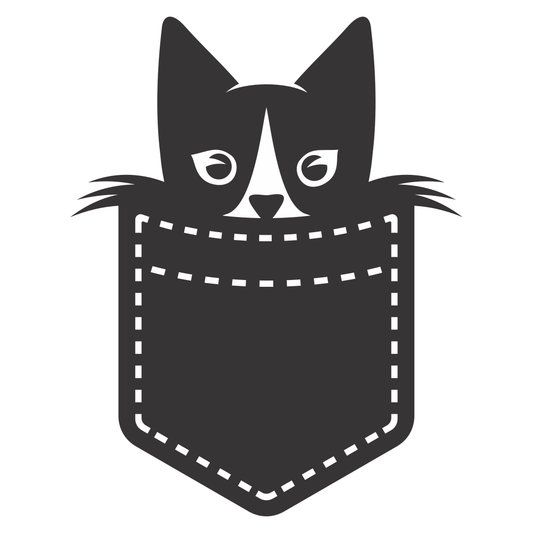 Cute cat peeking out of a pocket design for crafting fun