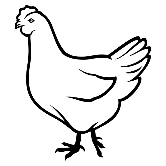 Creative vector illustration of a cheerful chicken for crafts