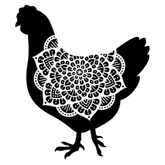 Elegant chicken mandala design for crafting and cutting machines