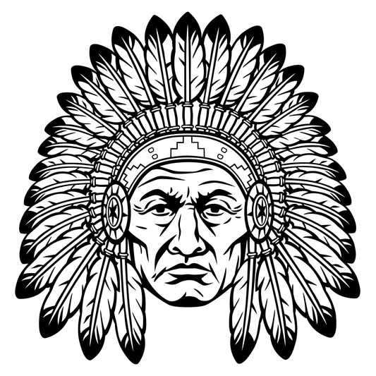 Traditional chief with feather headdress design for cutting