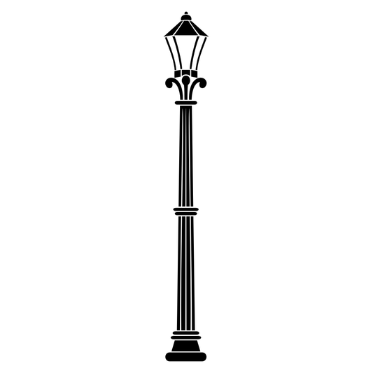 Elegant city street lantern silhouette for creative crafts