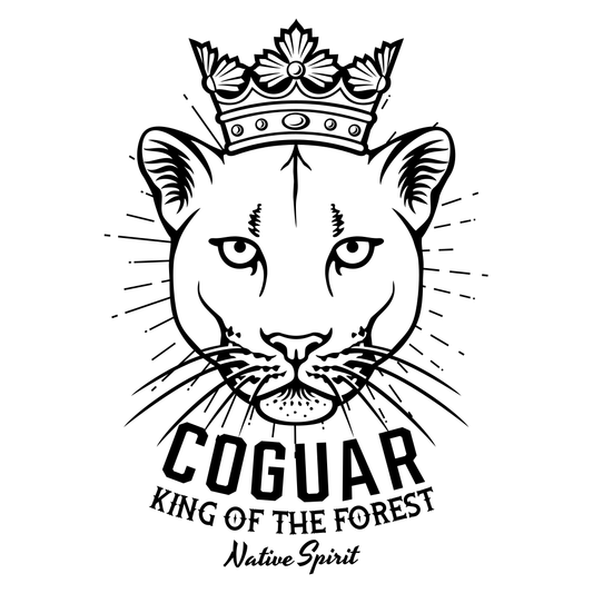 Intricate design featuring a regal cougar with a crown