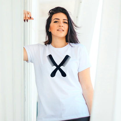 Crossed combs design in stylish vector format for crafting