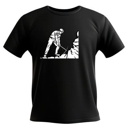 Confident coal miner working diligently with a pick ax