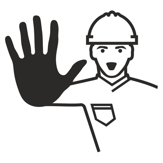 Construction worker displays stop gesture in vector art design
