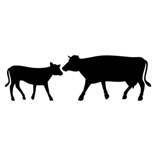 Embracing the bond between cow and calf in playful design
