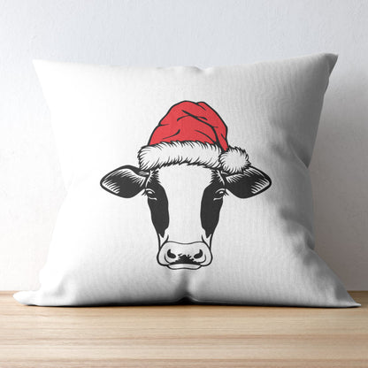 Festive cow wearing a jolly santa hat for holiday cheer