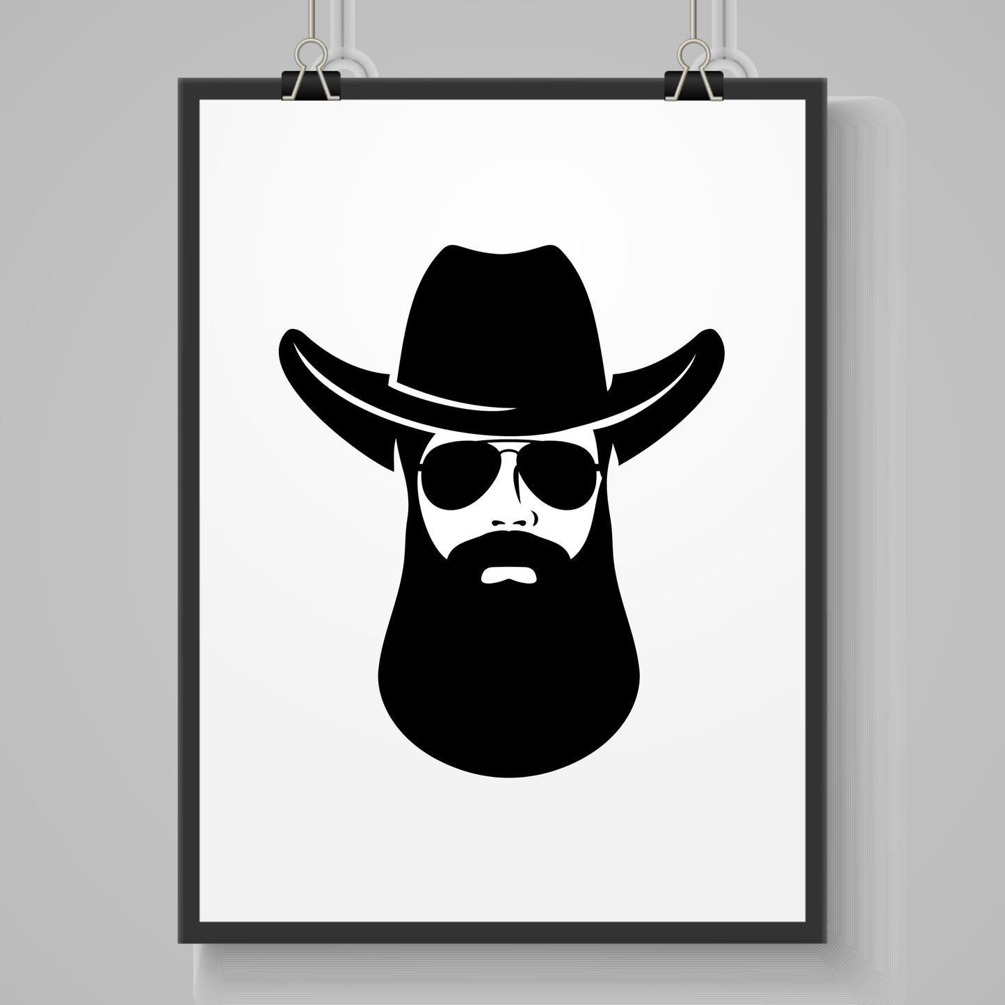 Creative cowboy beard design for cutting machines and crafts