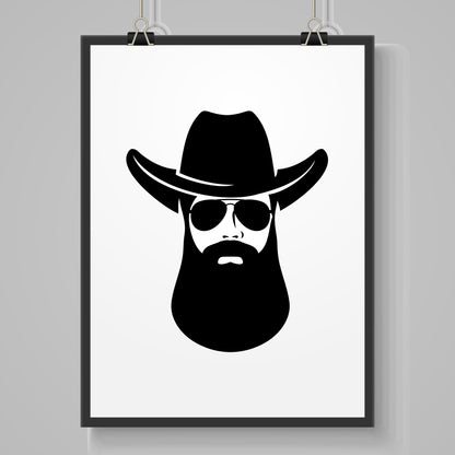 Creative cowboy beard design for cutting machines and crafts