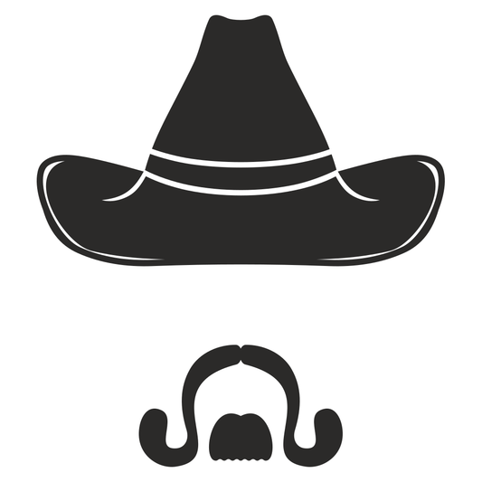 Create fun designs with cowboy hat and mustache vector art