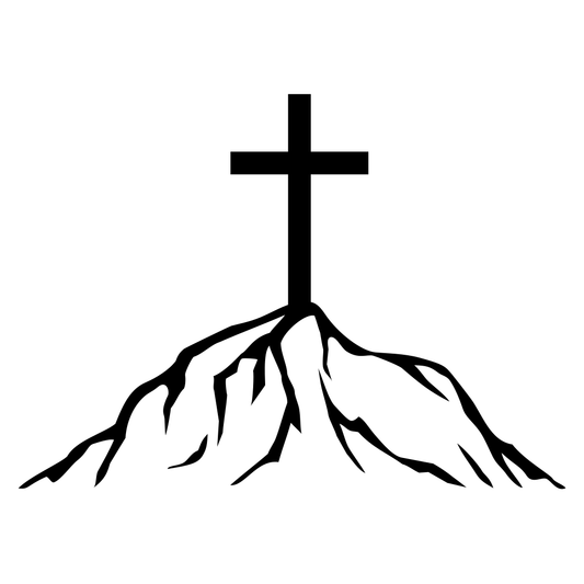 Layered cross and mountain vector design for craft projects