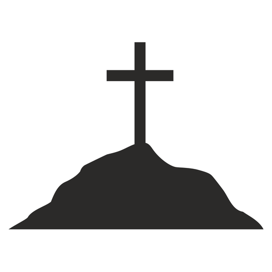 Mountain silhouette with a cross for cutting machine designs