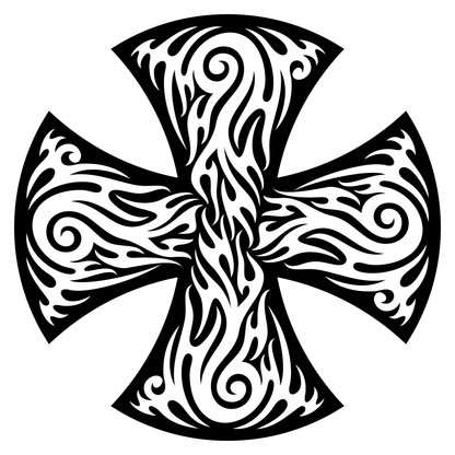 Intricate cross tribal tattoo design for creative projects