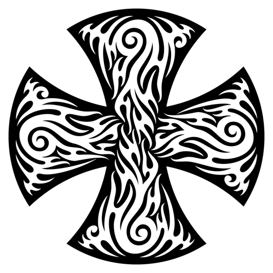 Intricate cross tribal tattoo design for creative projects
