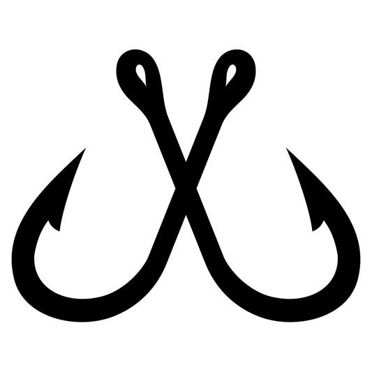 Crossed fishing hooks design for creative crafting projects