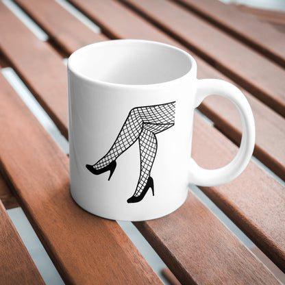 Stylish crossed legs in fishnet stockings for creative projects