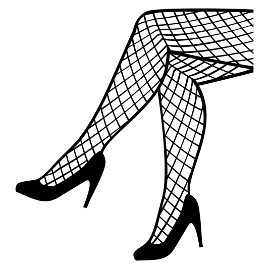 Stylish crossed legs in fishnet stockings for creative projects