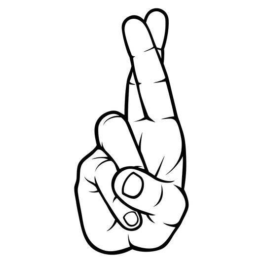 Crossed fingers design for creative cutting projects and crafts