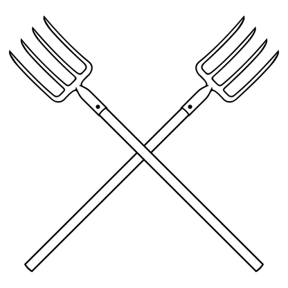 Crossed pitchfork tools design for crafting enthusiasts