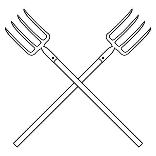 Crossed pitchfork tools design for crafting enthusiasts